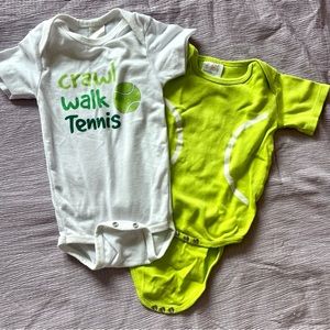 Tennis themed bundle set of 2 onesies baby boy girl 6 months